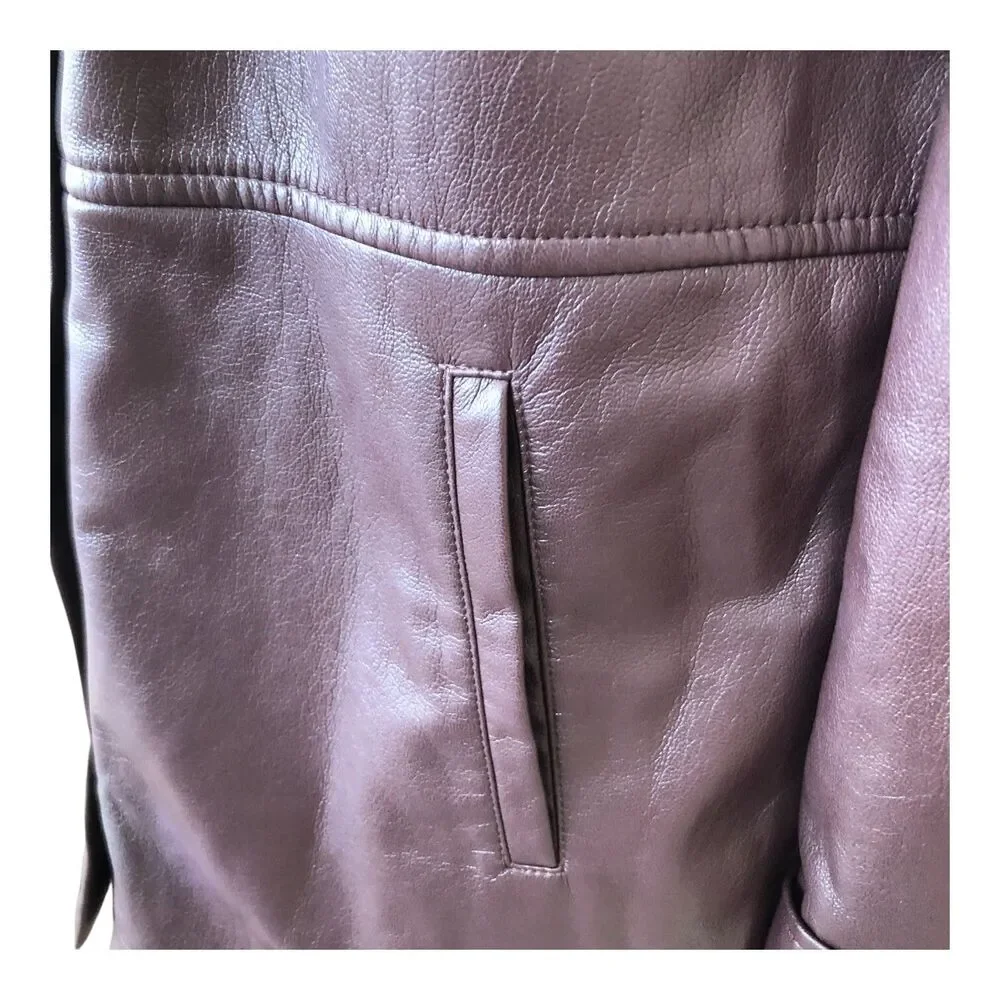 Chico's Chocolate Brown Corpcore Country Western Faux Leather Snap‎ Jacket  S
